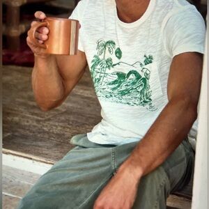 Outerknown BRAND NEW White Tee with Green Nature Print